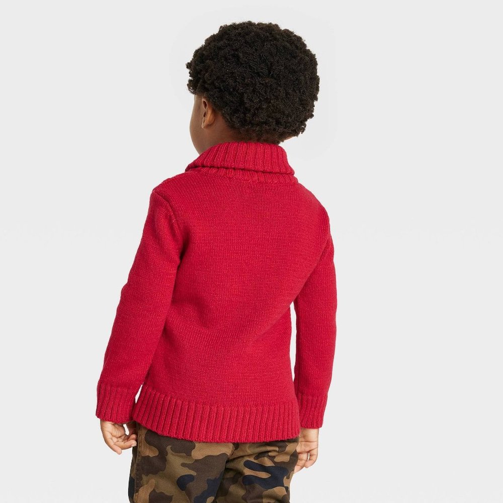 Cat & Jack - Baby Boys' Shawl Collar Pullover Sweater Red 18M - Picture 4 of 5